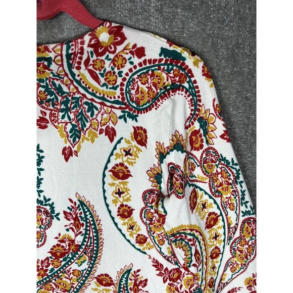 JM Collection Floral‎ Paisley Knit Ribbed Sweater Womens Medium Rayon Nylon - Picture 10 of 16
